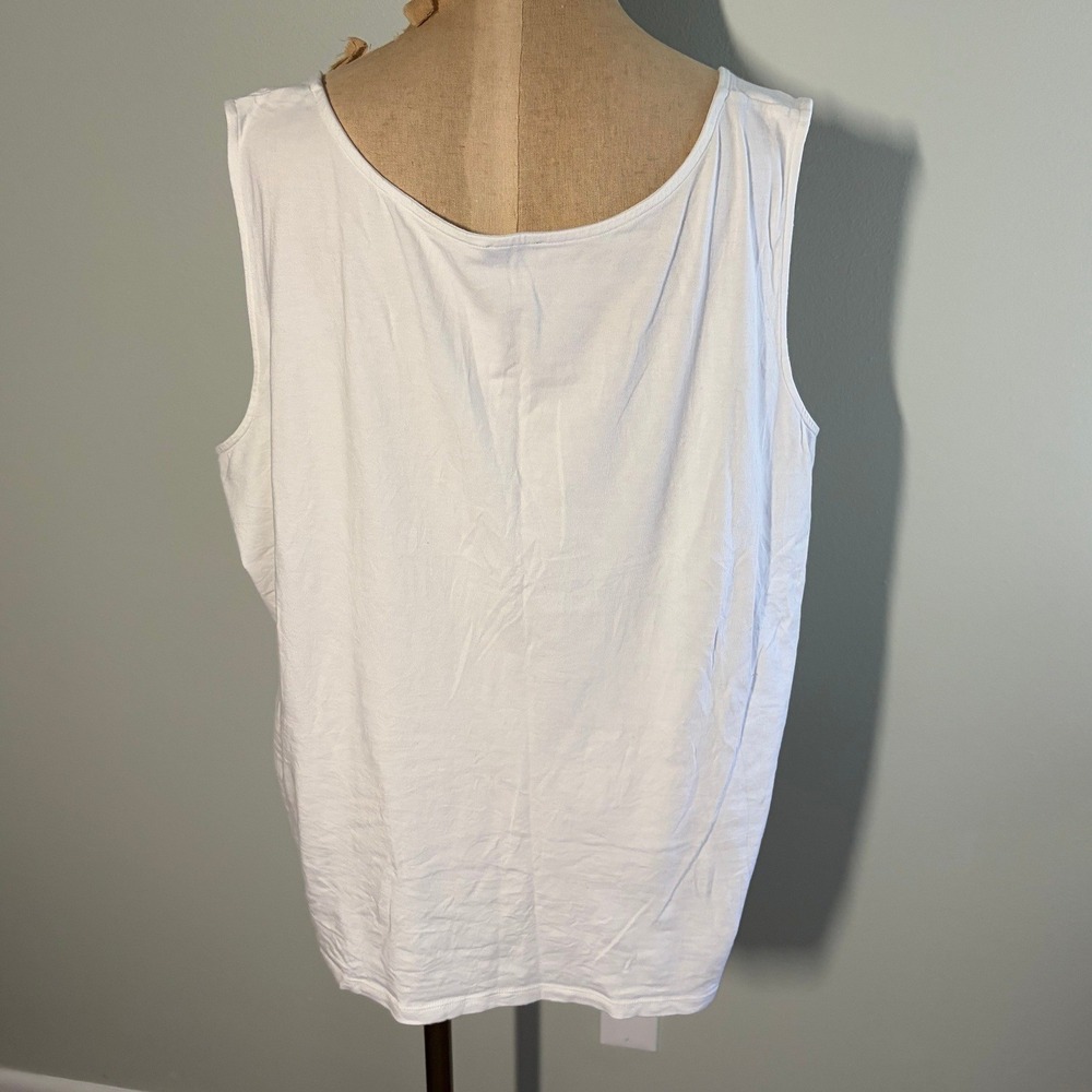 Talbots Woman White Sleeveless Tank Top Scoop Neck Cotton Modal Blend 3X - Picture 3 of 8
